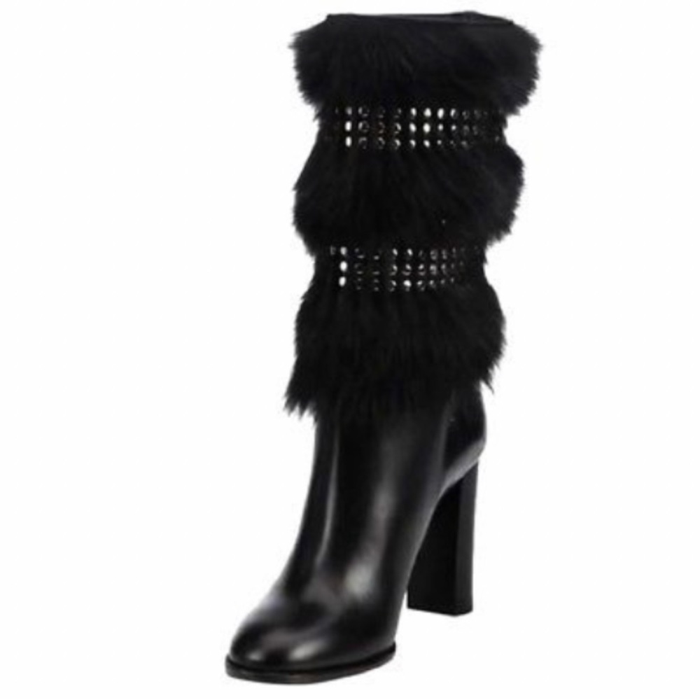 Burberry Marlington Studded Leather
Mink Fur Knee Boots Size 8